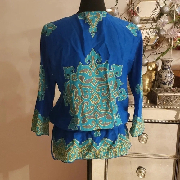 Hale Bob cabana cotton/silk blouse size S - Picture 4 of 7